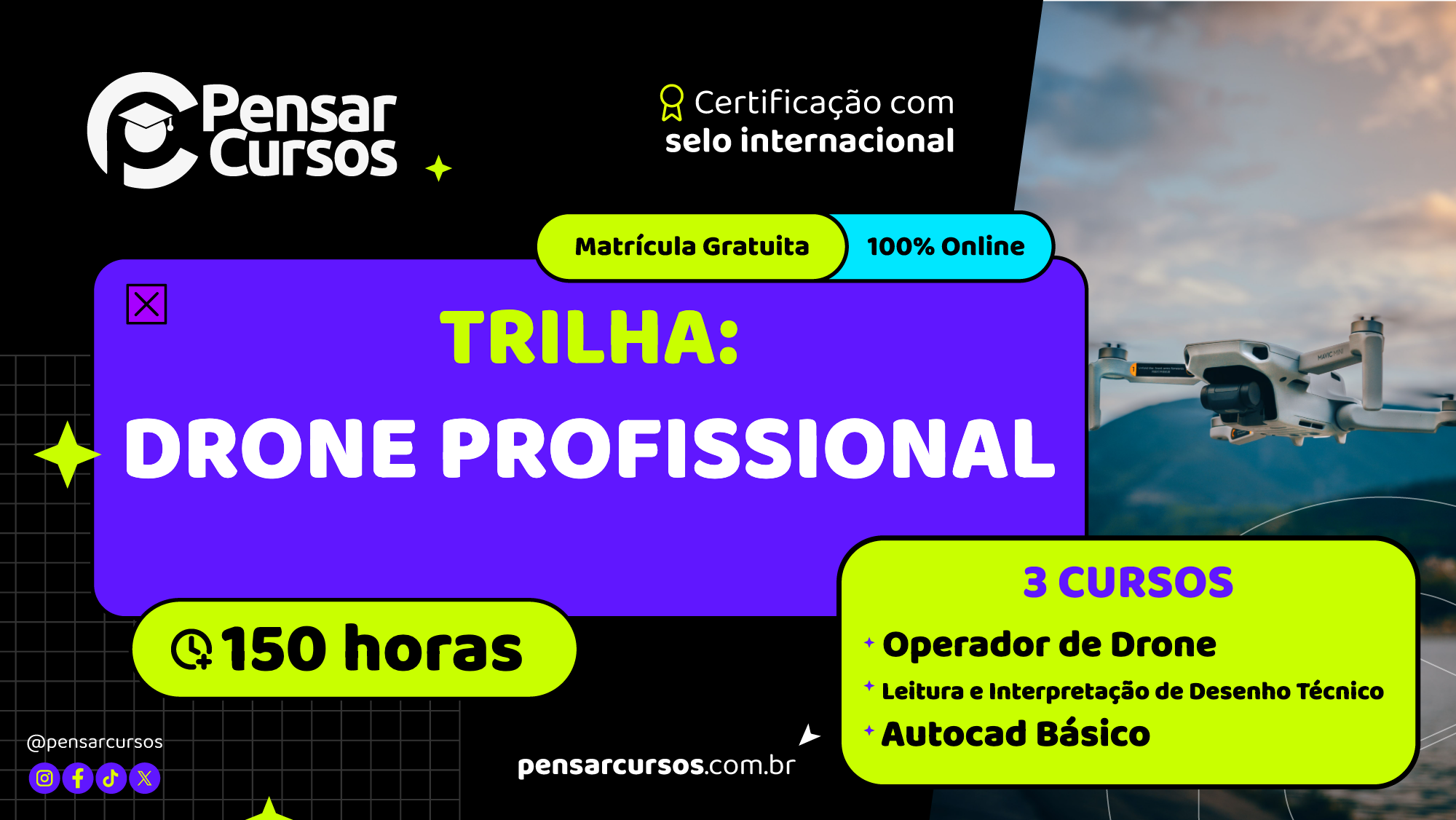 Trilha Drone Profissional: Operador de Drone + Leitura e Interpretação de Desenho Técnico + AutoCAD Básico