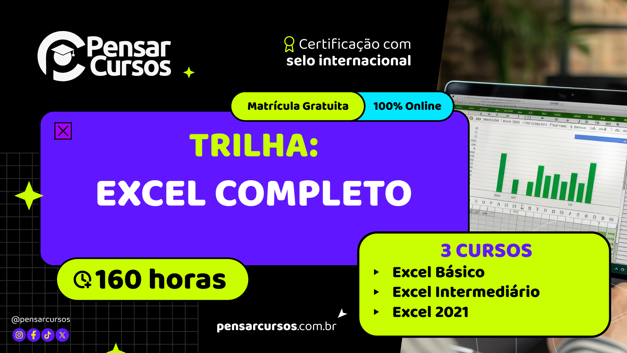 Trilha Excel Completo - Excel Básico + Excel Intermediário + Excel 2021