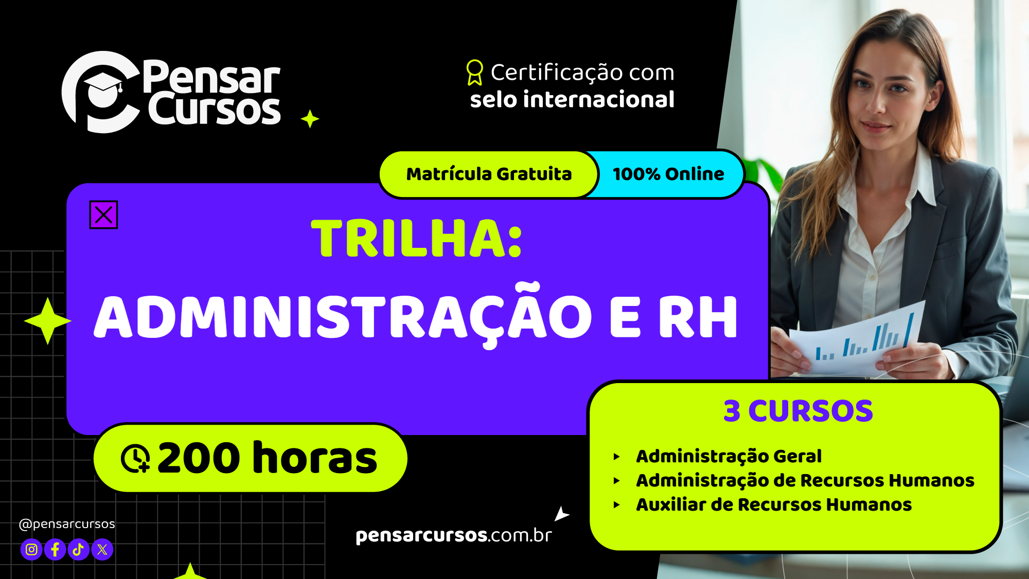 Trilha Administração e Rh - Administração Geral + Administração de Recursos Humanos + Auxiliar de Recursos Humanos