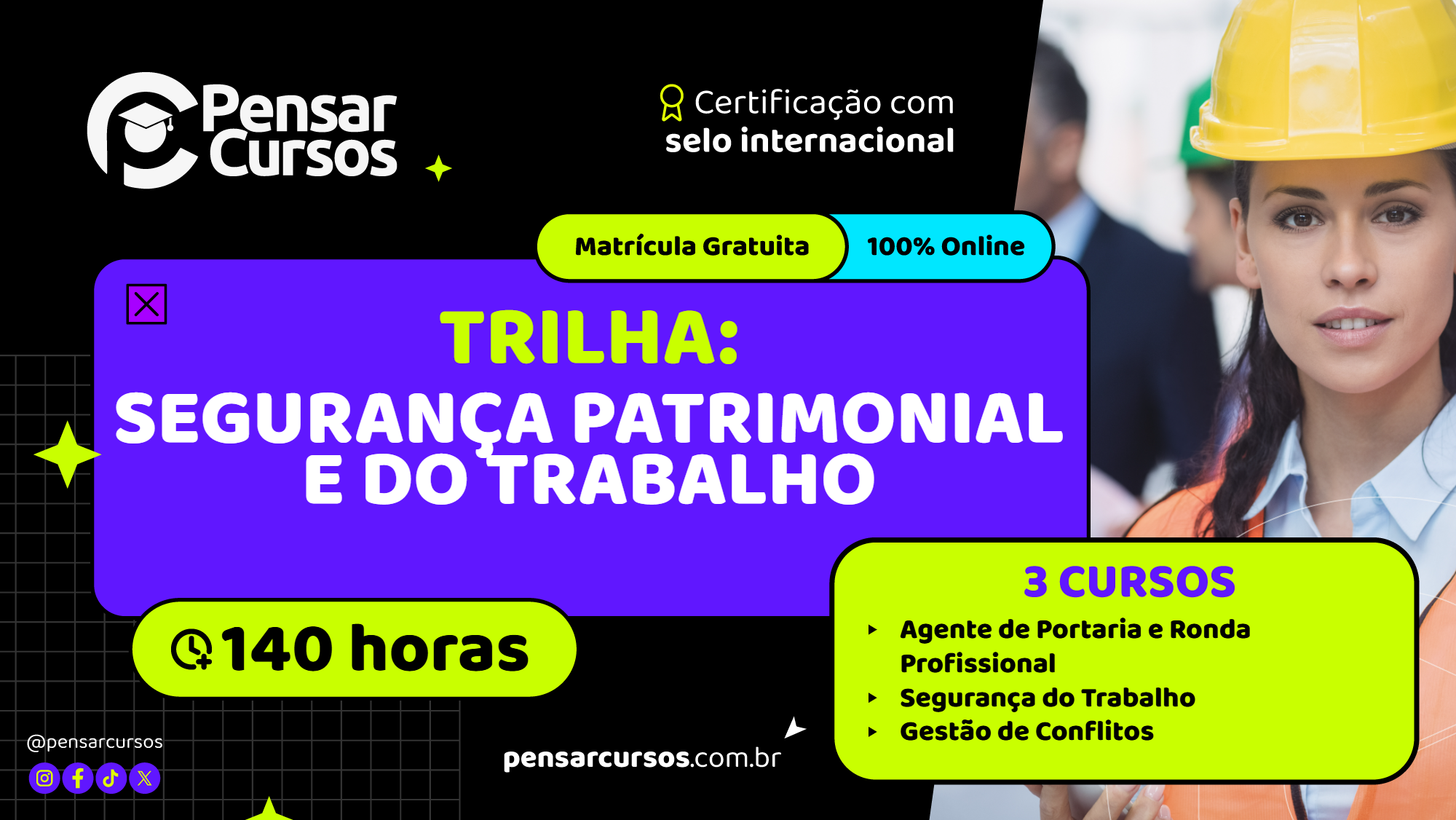 Trilha Segurança Patrimonial e do Trabalho - Agente de Portaria e Ronda Profissional + Segurança do Trabalho + Gestão de Conflitos