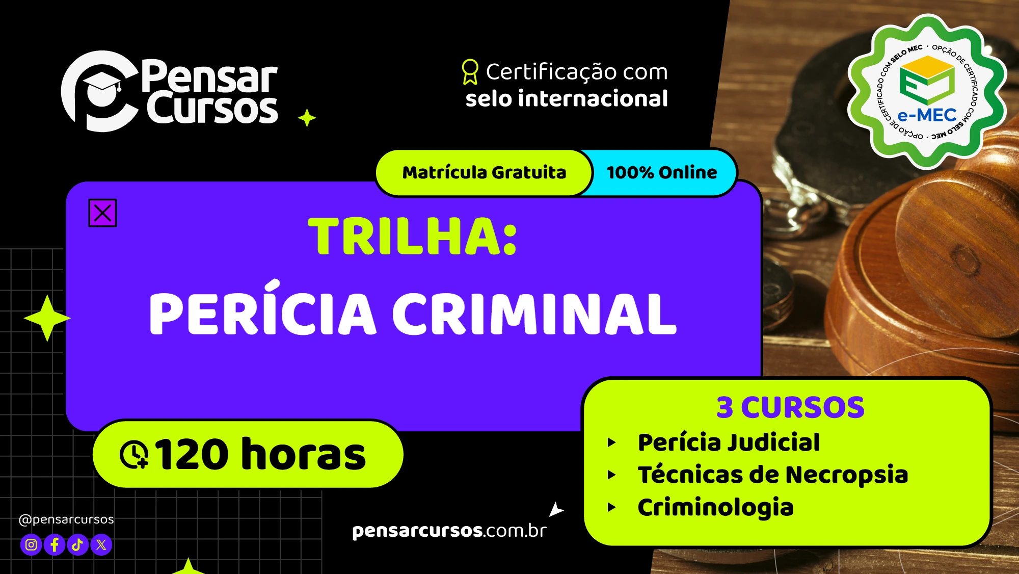 Trilha Perícia Criminal - Perícia Judicial + Técnicas de Necropsia + Criminologia