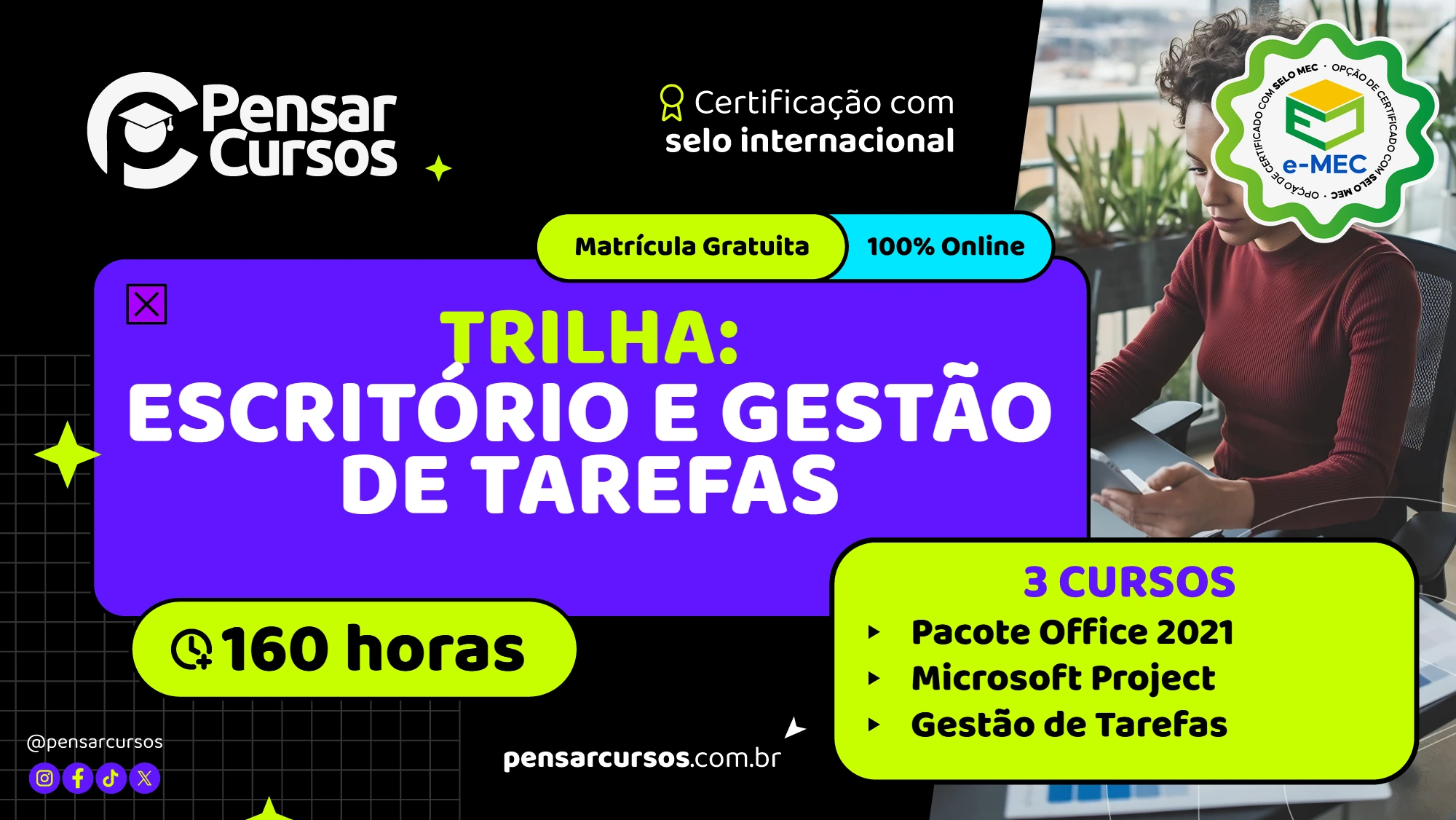 Trilha Escritório e Gestão de Tarefas - Pacote Office 2021 + Microsoft Project + Gestão de Tarefas