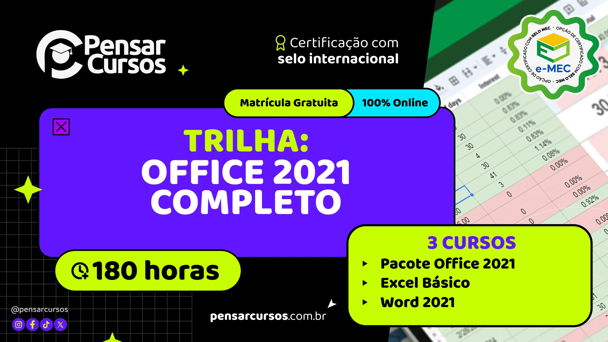 Trilha Office 2021 Completo - Pacote Office 2021 + Excel Básico + Word 2021