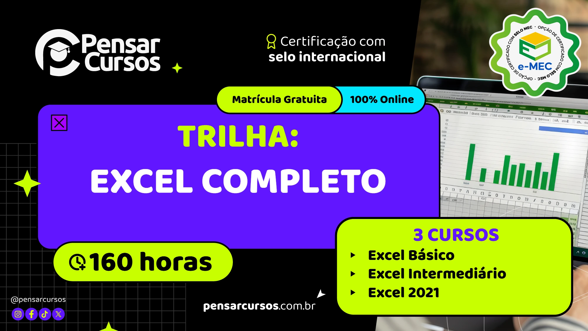 Trilha Excel Completo - Excel Básico + Excel Intermediário + Excel 2021