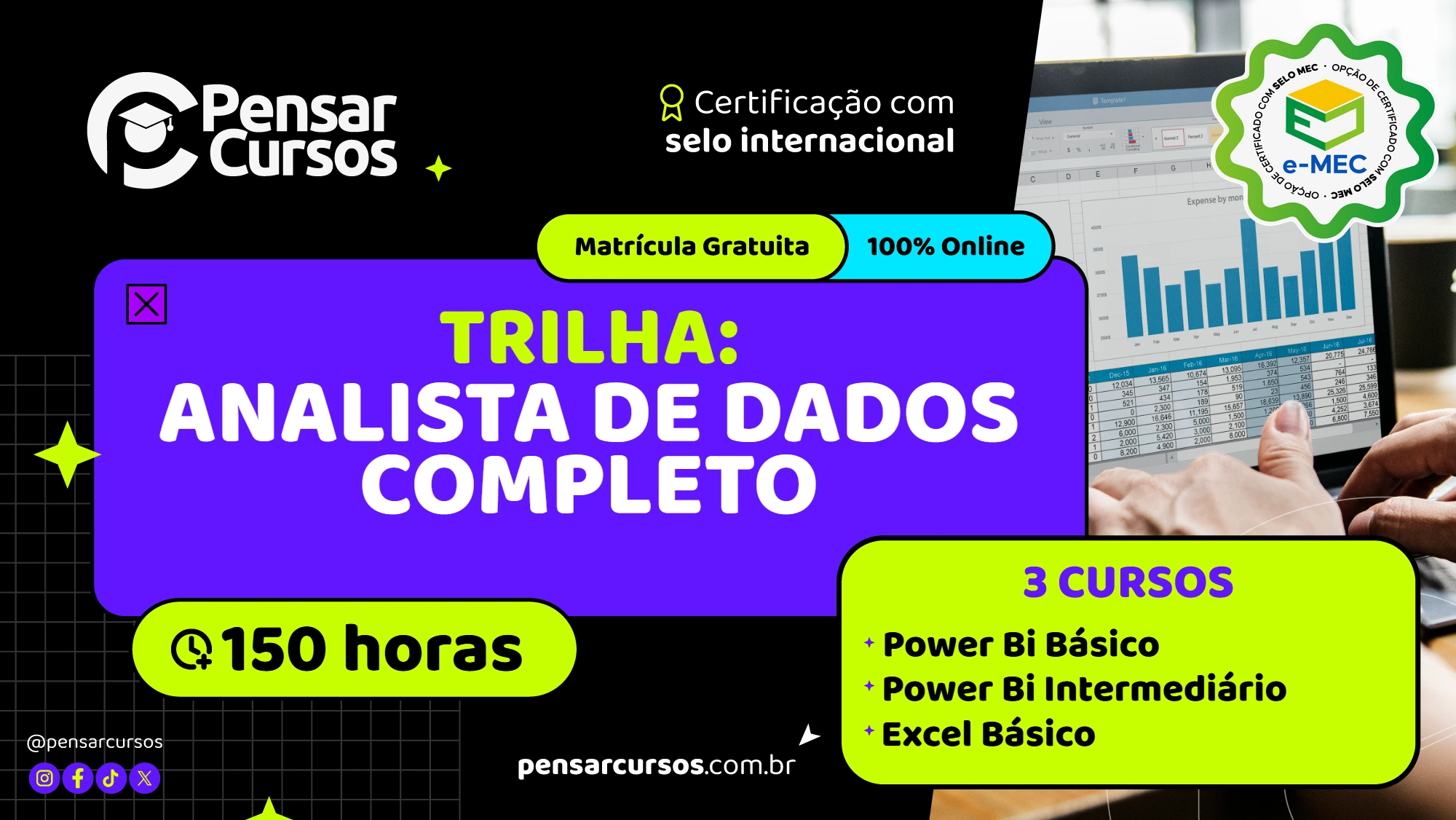 Trilha Analista de Dados Completo - Power BI Básico + Power BI Intermediário + Excel Básico