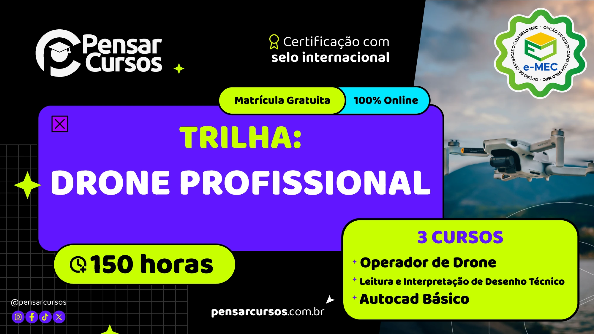 Trilha Drone Profissional: Operador de Drone + Leitura e Interpretação de Desenho Técnico + AutoCAD Básico