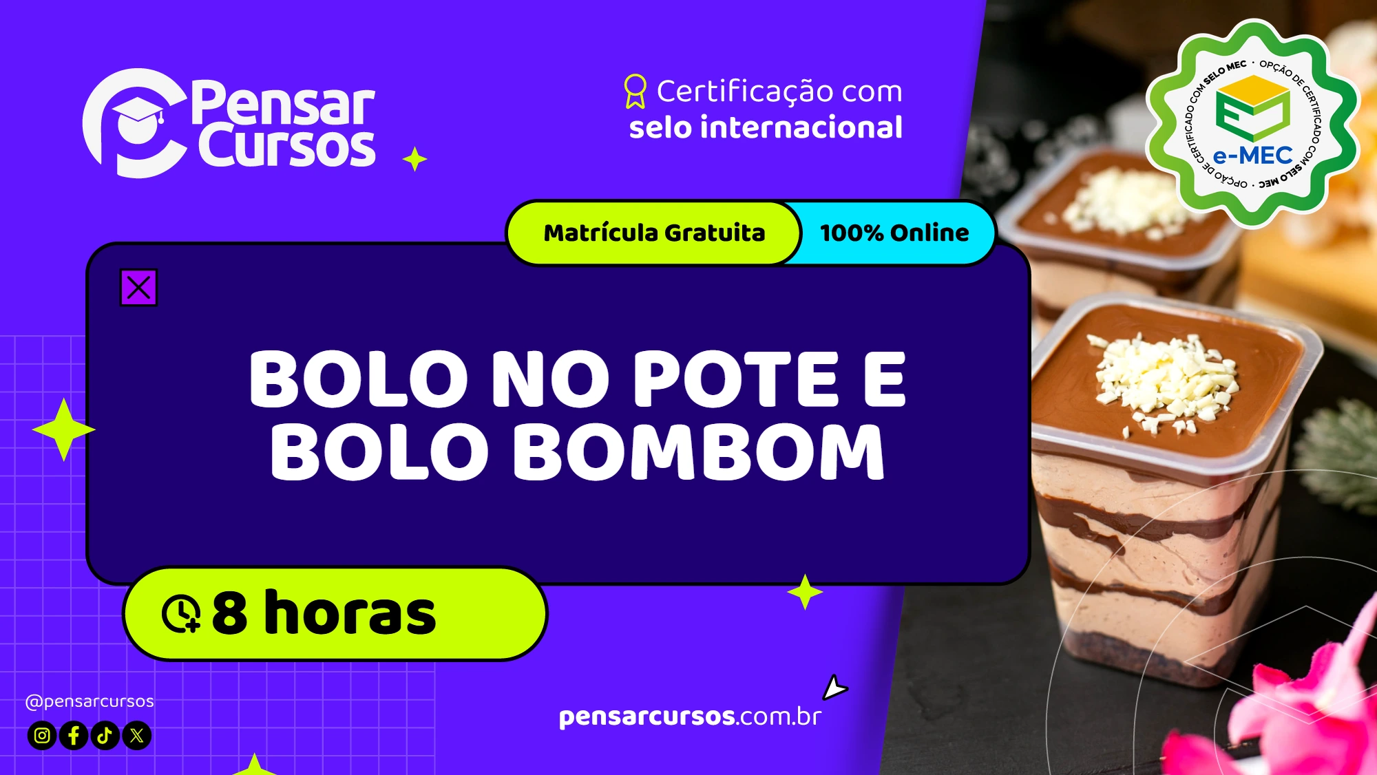 Minicurso Bolo no Pote e Bolo Bombom