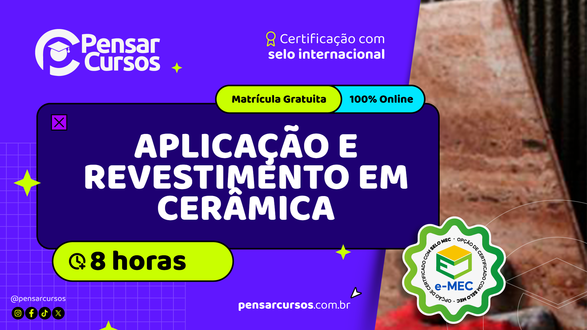 Minicurso Aplicação e Revestimento em Cerâmica