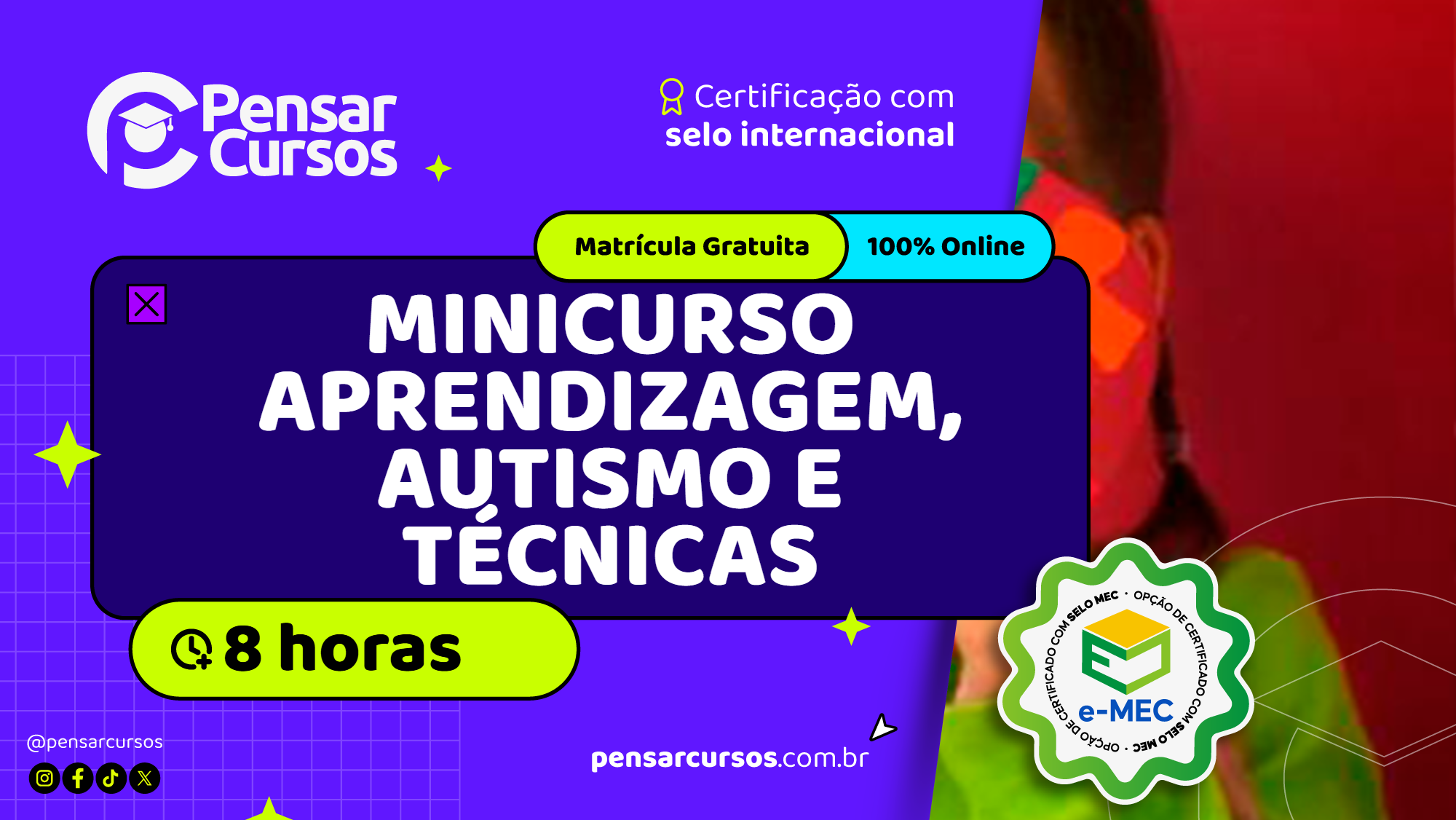 Minicurso Aprendizagem, Autismo e Técnicas